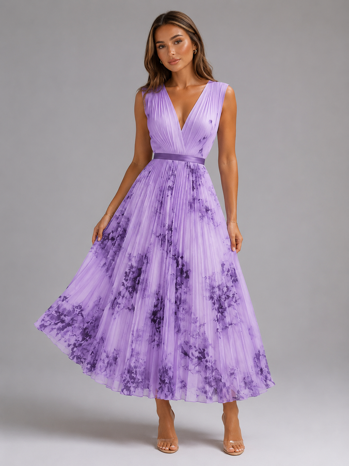 Posy floral pleated a line maxi dress – image 19