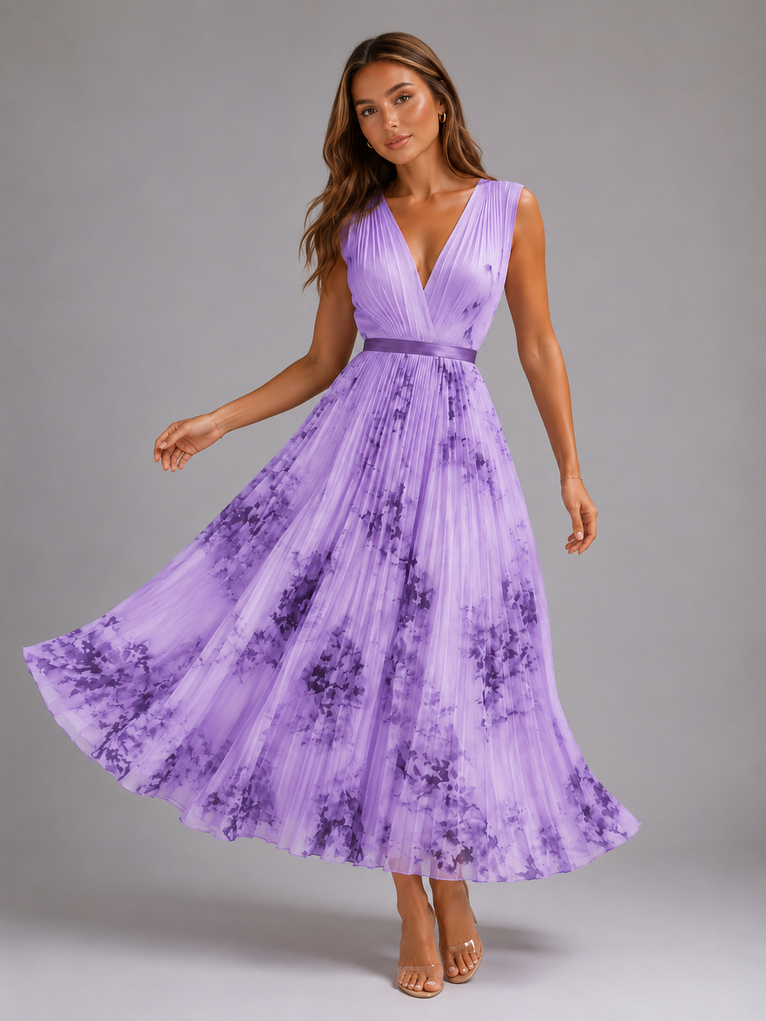 Posy floral pleated a line maxi dress – image 20