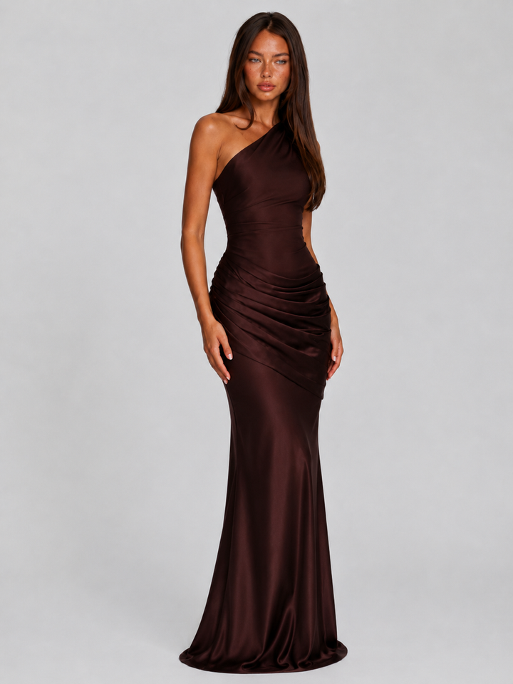 Ottilie one shoulder draped satin maxi dress – image 6