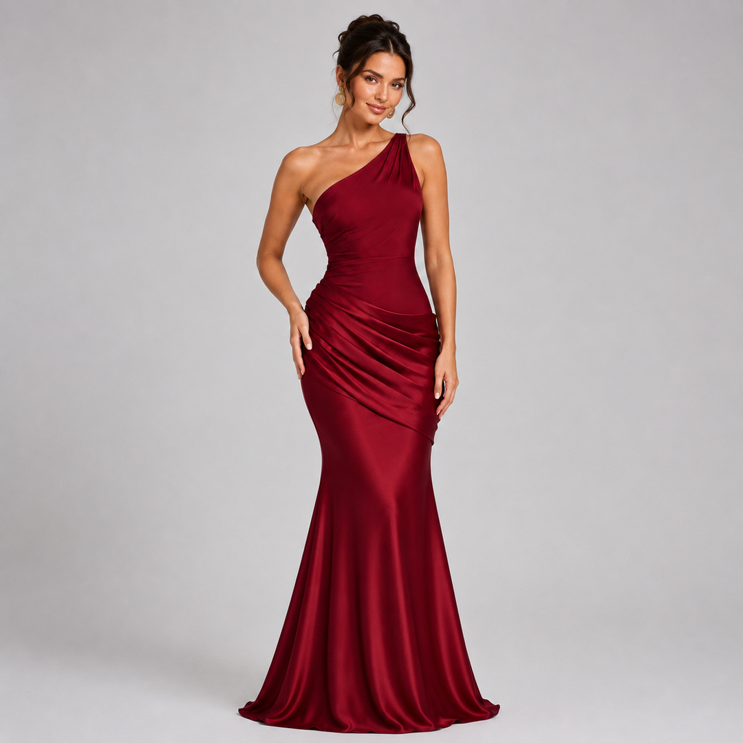 Ailsa draped waist satin look maxi dress
