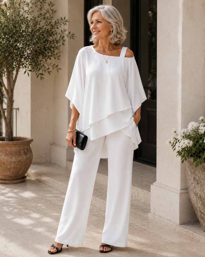 Louisa layered top and wide leg trouser set