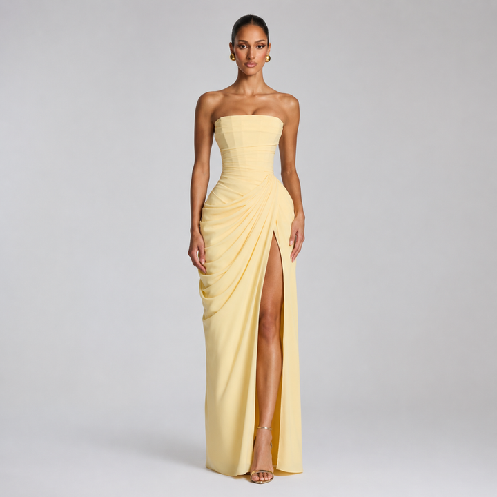 Ophira strapless ruched maxi dress – image 3