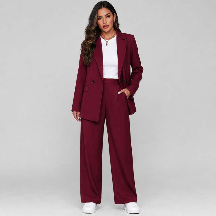 Nadia longline blazer and wide leg trouser suit
