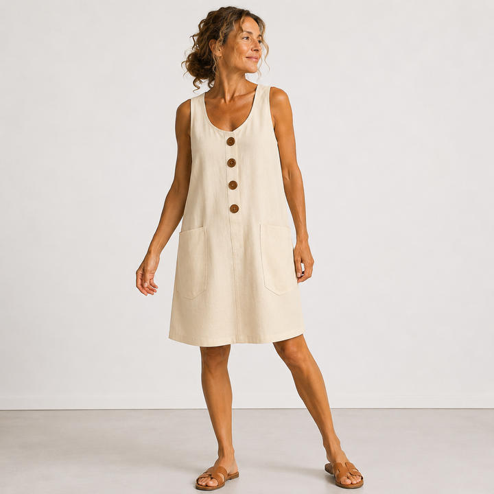 Mabel button front midi dress with pockets – image 4
