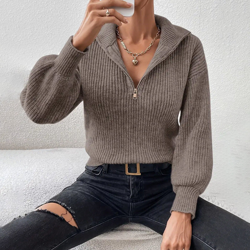 Dulcie chunky knit half zip jumper – image 2