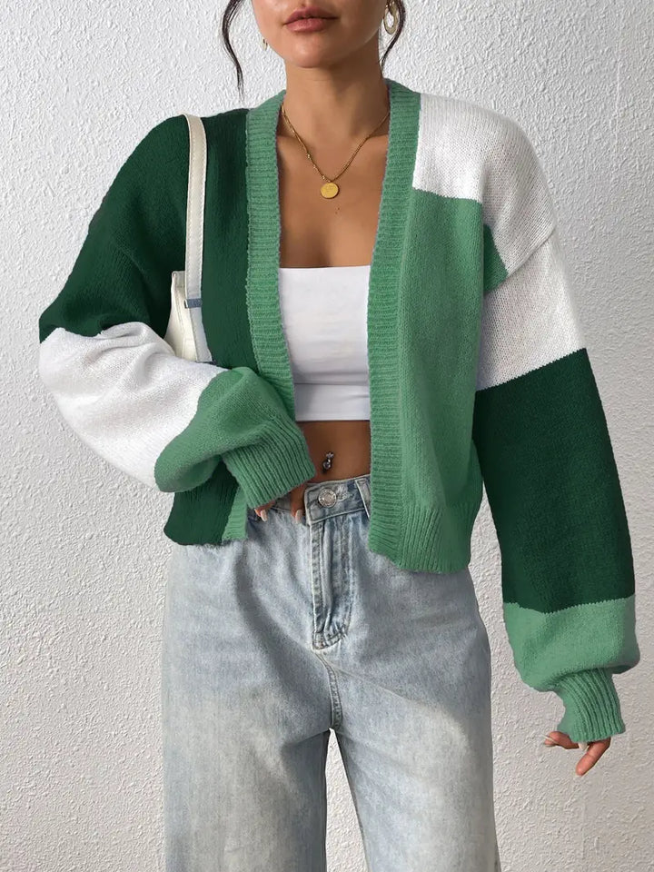 Rosalie cropped colour block cardigan – image 6