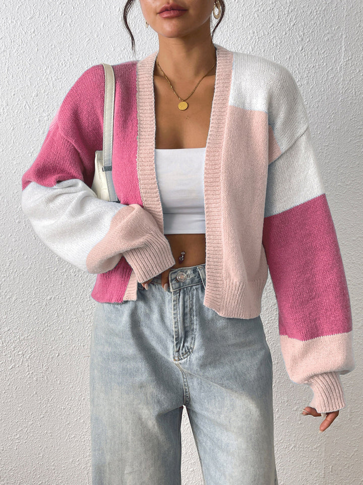 Rosalie cropped colour block cardigan – image 3