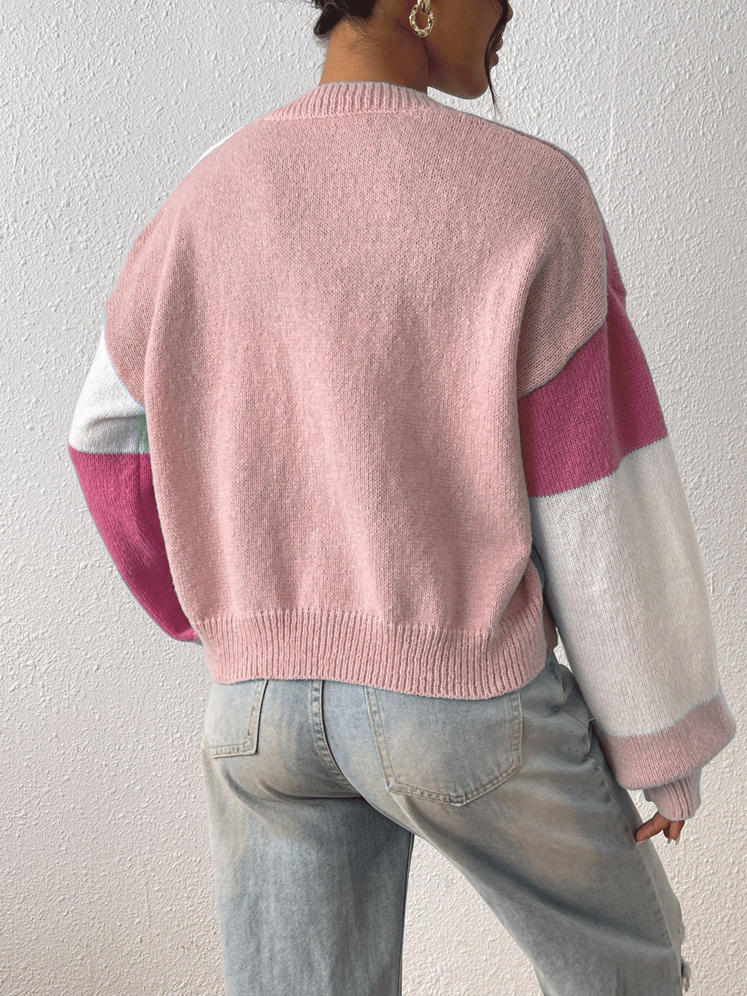 Rosalie cropped colour block cardigan – image 5