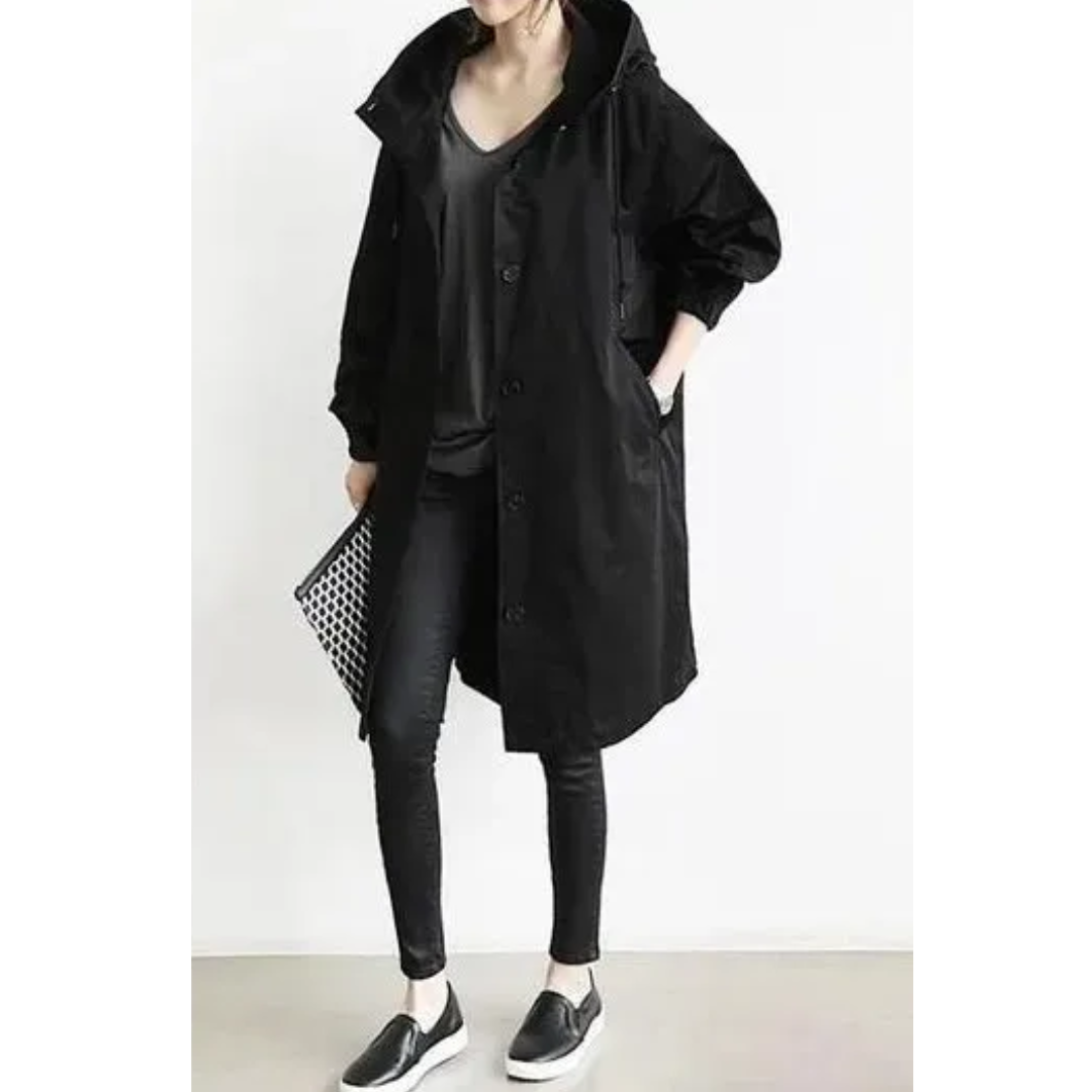 Avelina long hooded rain coat