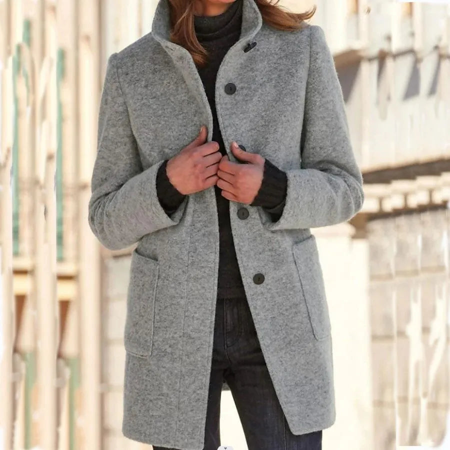 Edie roll neck wool coat