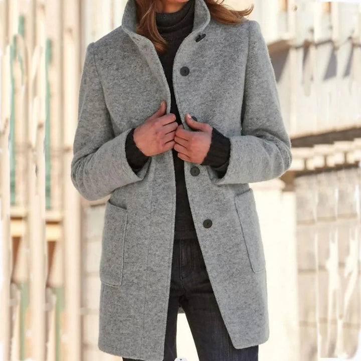 Edie roll neck wool coat