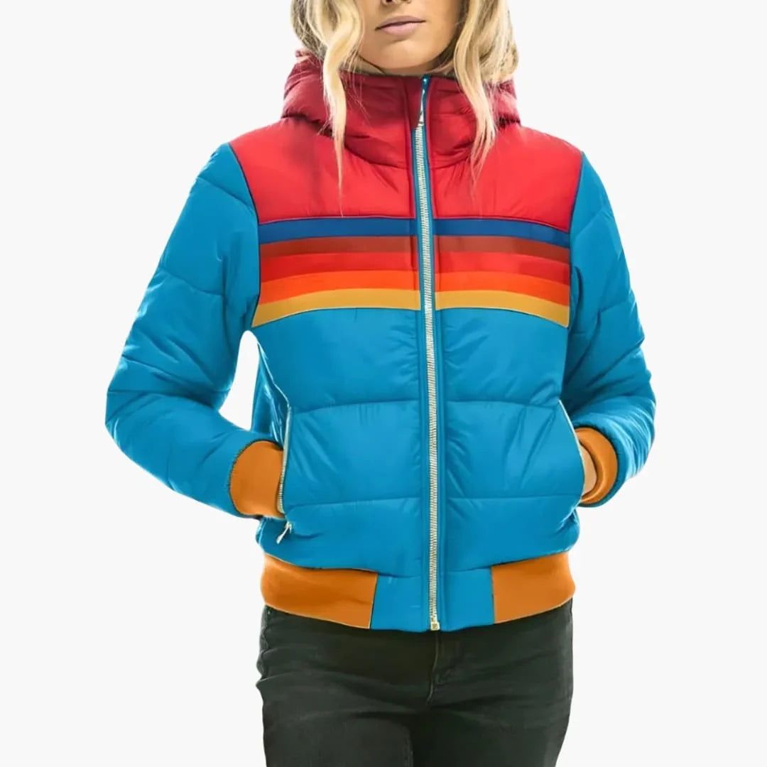Velma hooded colour block puffer jacket