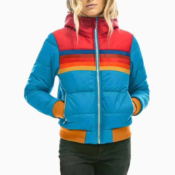 Velma hooded colour block puffer jacket