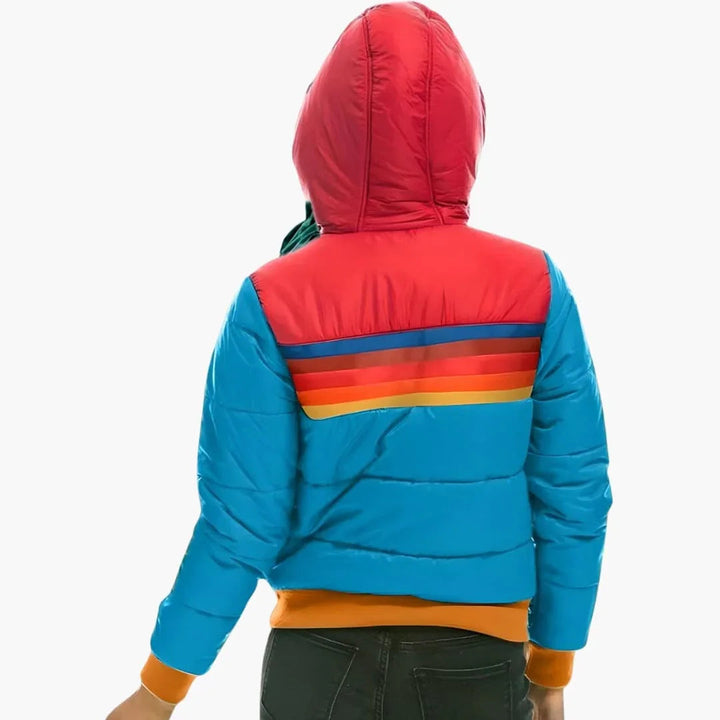 Velma hooded colour block puffer jacket – image 2