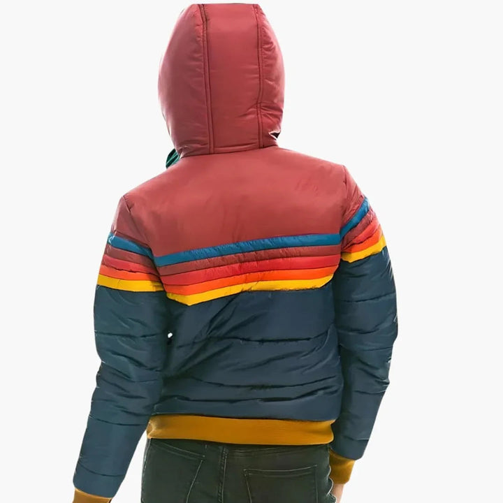 Velma hooded colour block puffer jacket – image 4