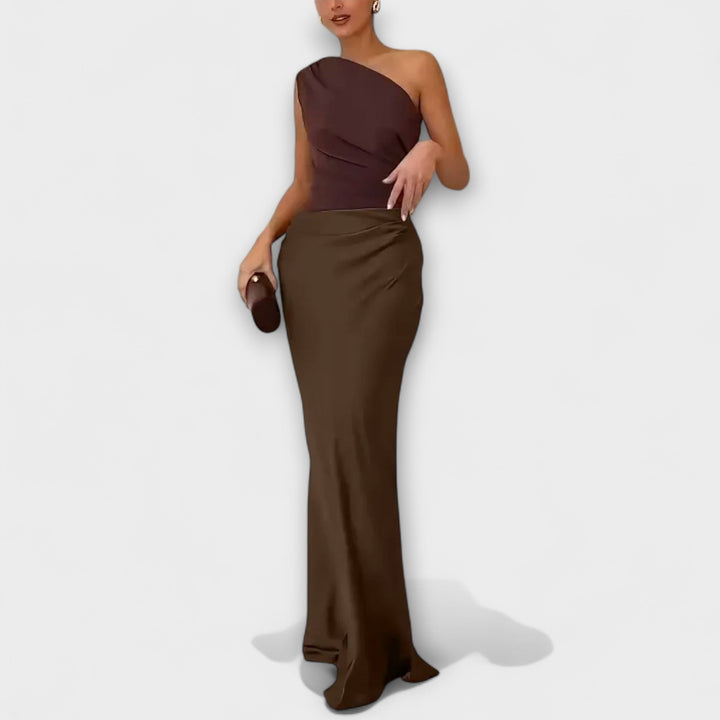 Harriette one shoulder pleated maxi dress – image 10