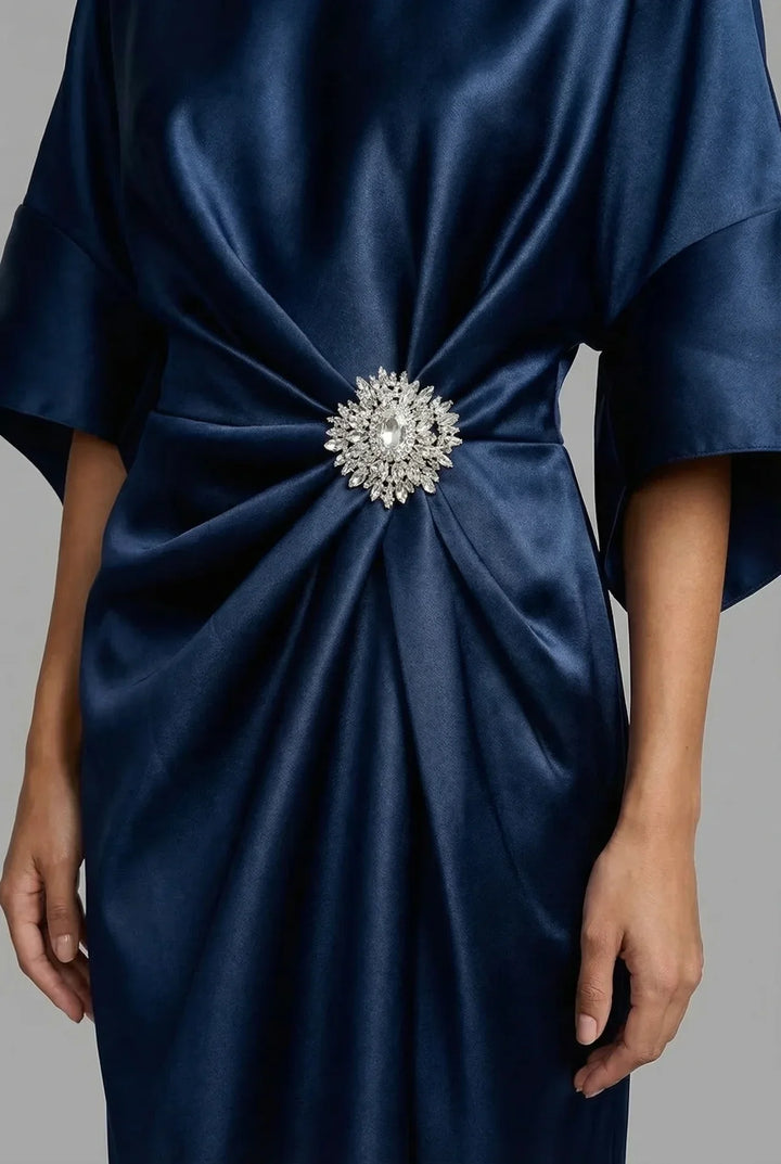 Aurora batwing sleeve satin midi dress – image 4