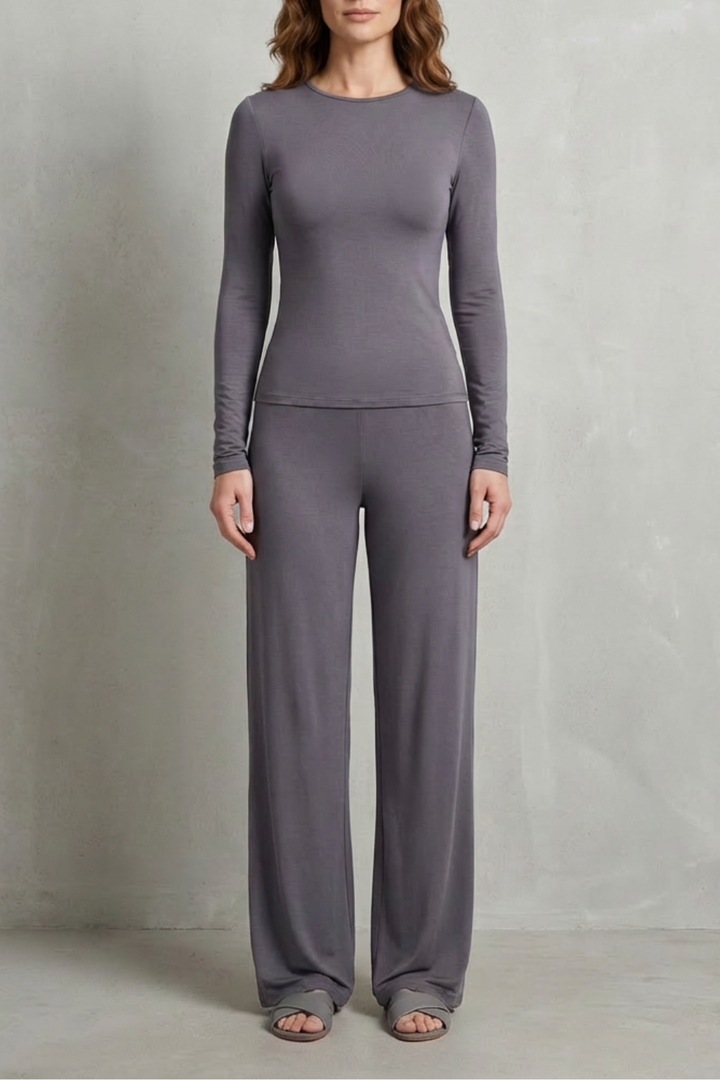 Tilda fitted top and wide leg trouser set