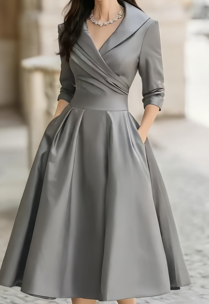 Albertine a-line wrap bodice midi dress – image 7