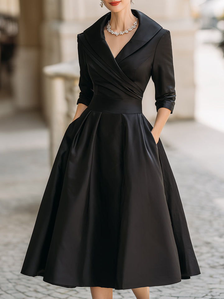 Albertine a-line wrap bodice midi dress