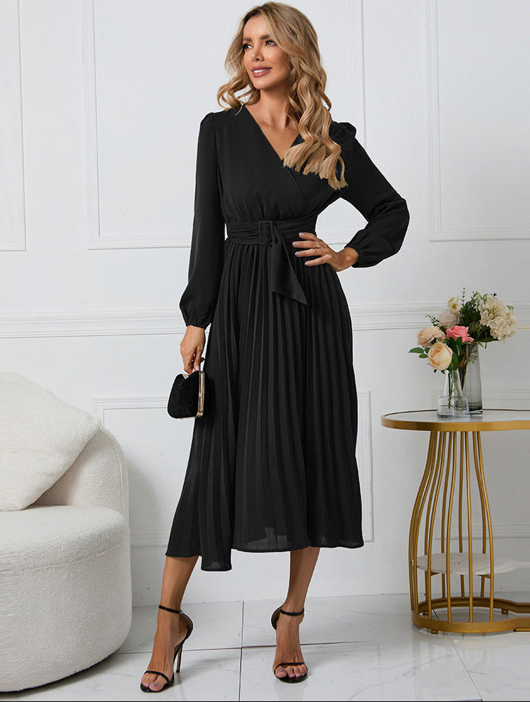 Annwen wrap front pleated midi dress – image 2