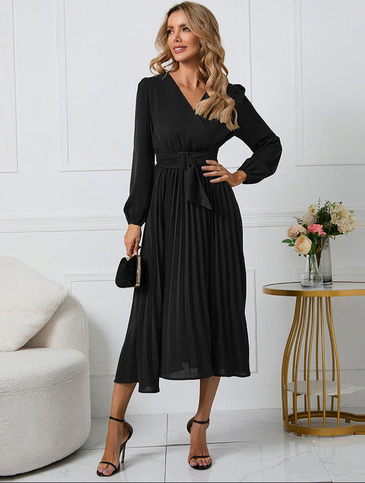 Annwen wrap front pleated midi dress – image 2