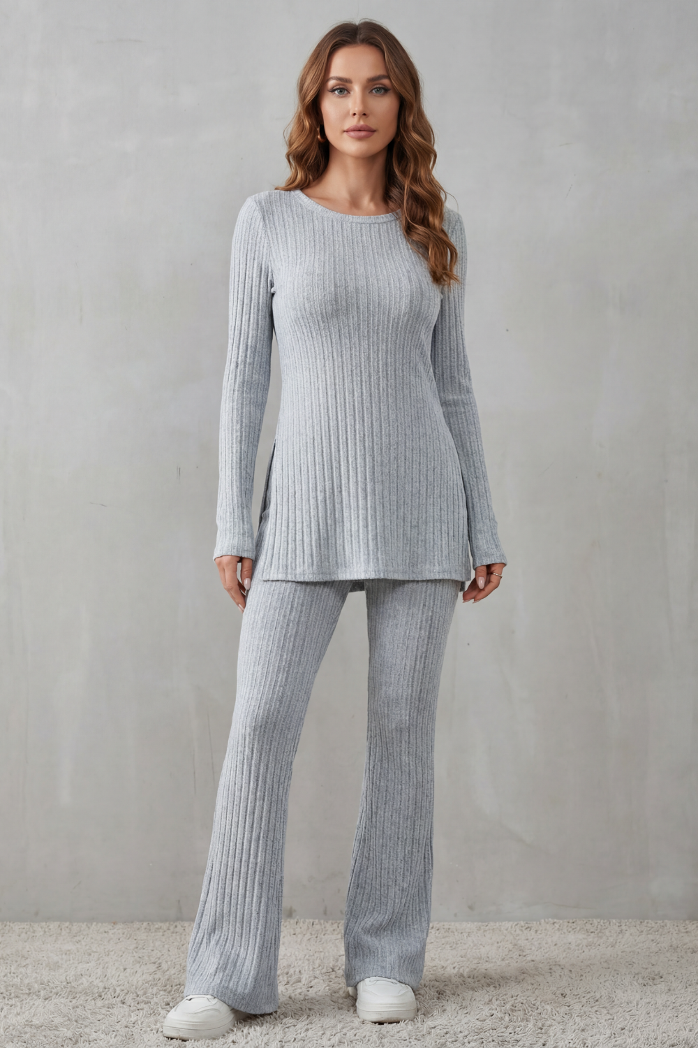 Frances ribbed tunic and flared trouser set – image 2