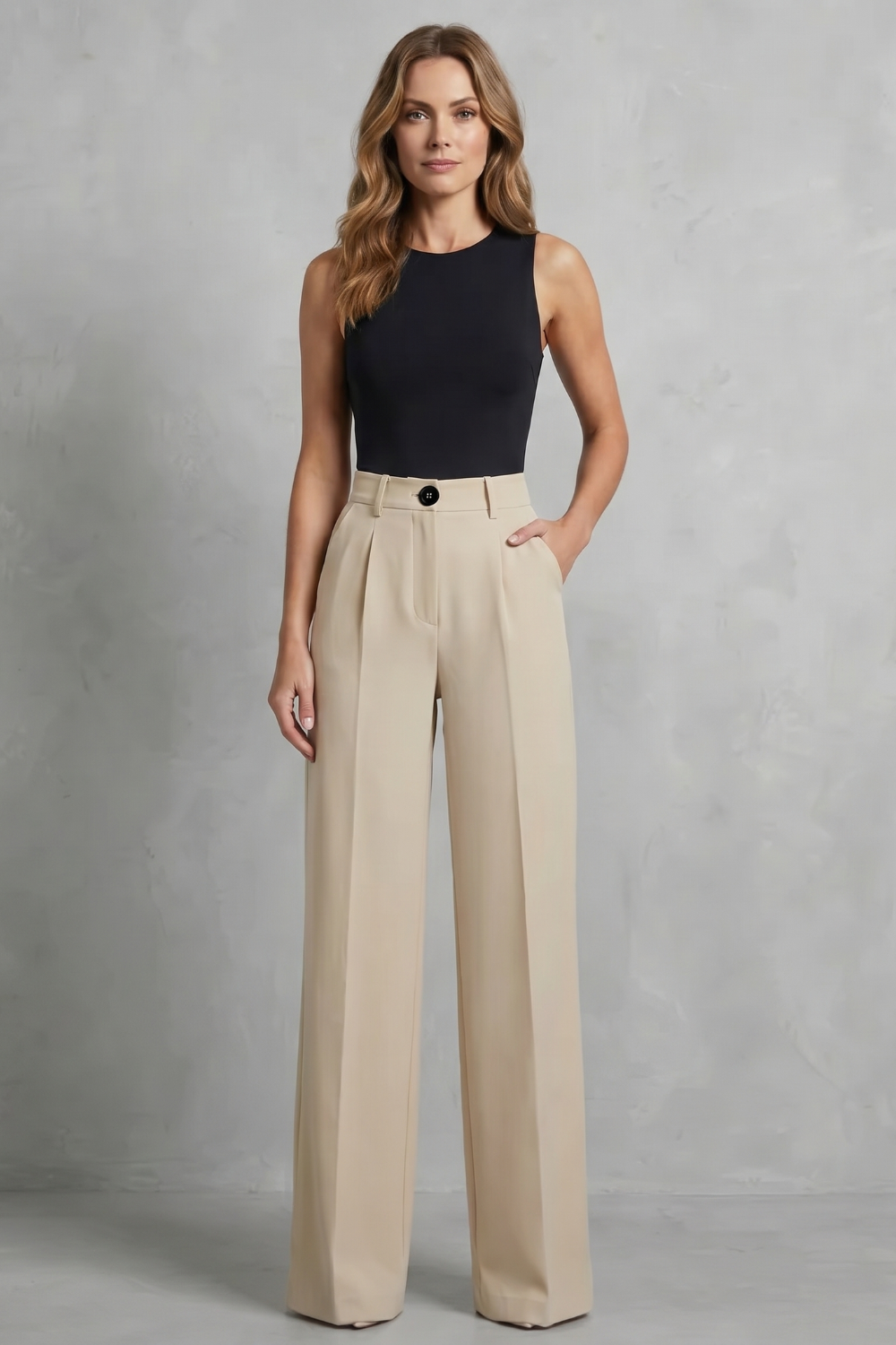 Mirela pleated high waist wide leg trousers – image 12