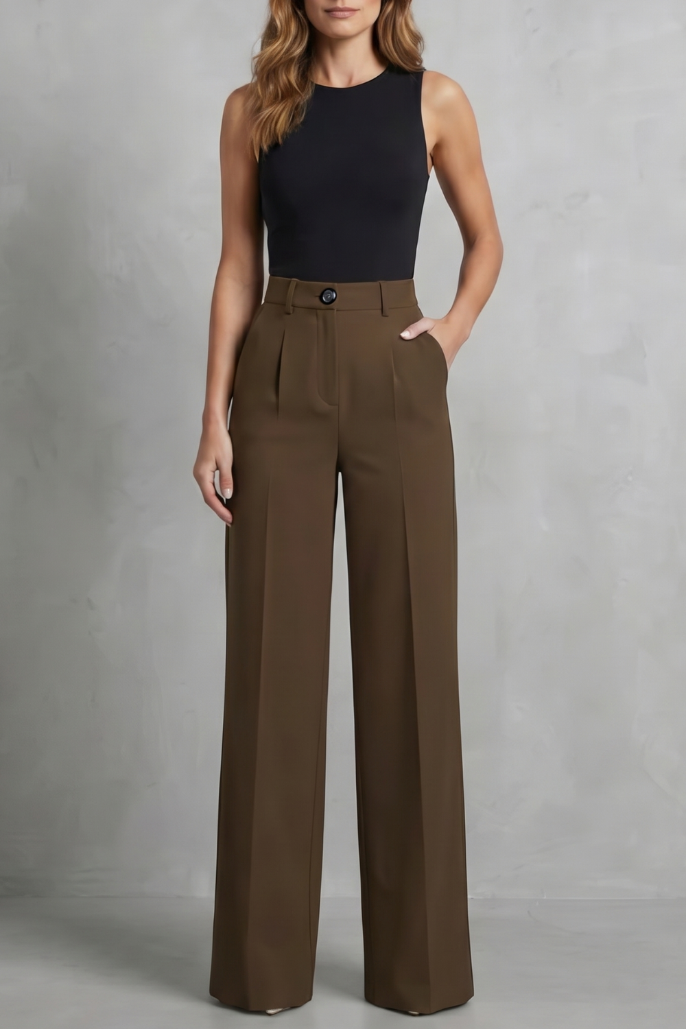 Mirela pleated high waist wide leg trousers – image 9