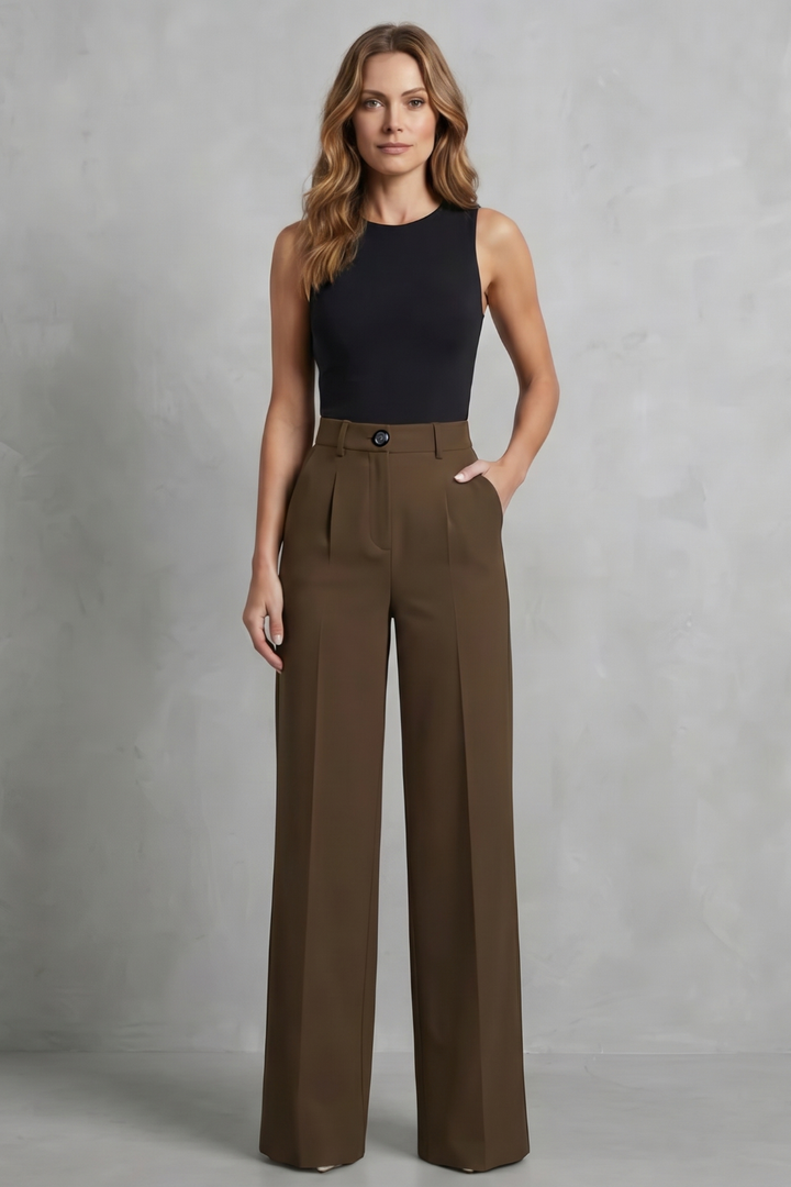 Mirela pleated high waist wide leg trousers – image 10
