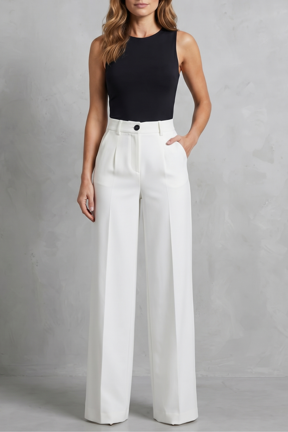Mirela pleated high waist wide leg trousers