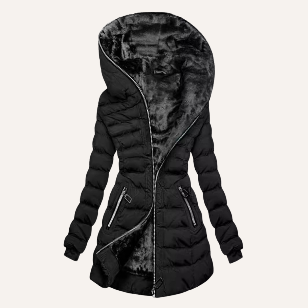 Annalise fitted hooded quilted puffer jacket
