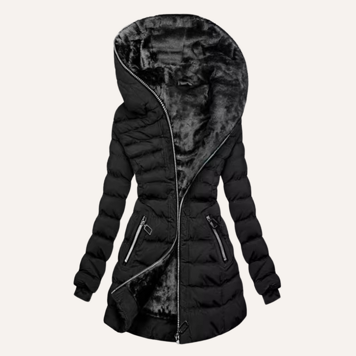 Annalise fitted hooded quilted puffer jacket