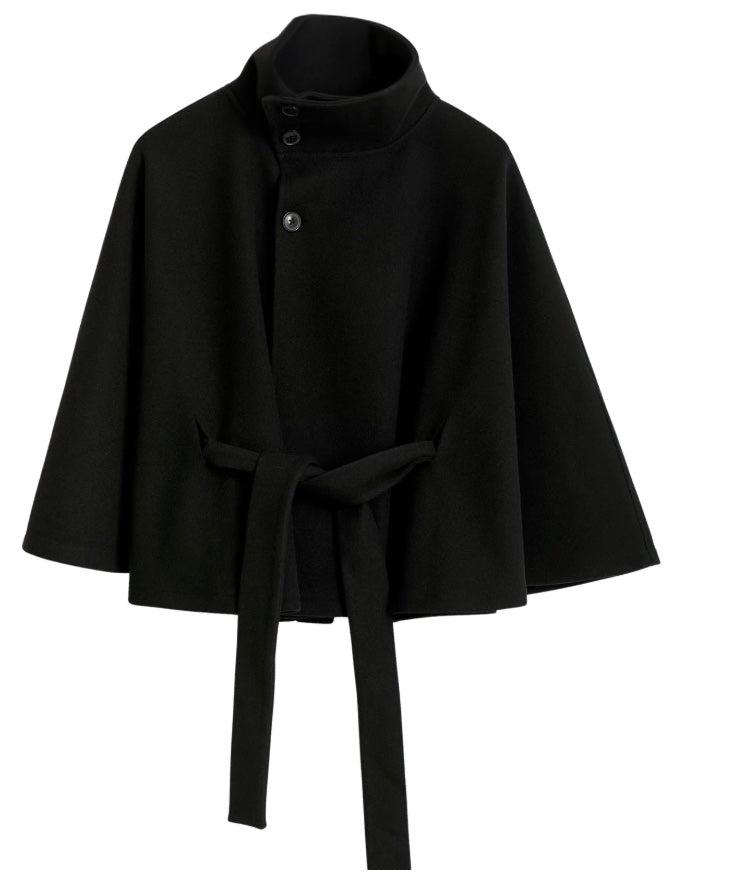 Lena cape jacket with funnel neck and belt – image 13