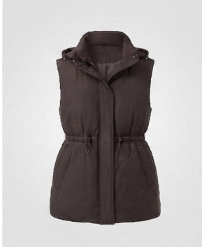 Lleucu long padded hooded gilet with drawstring waist – image 8