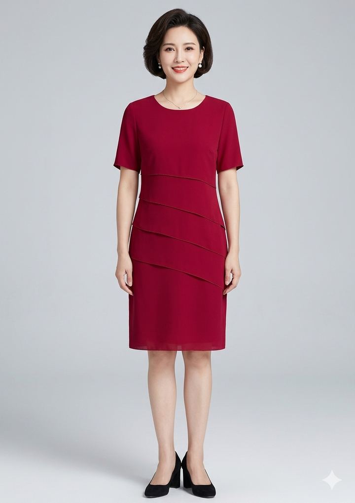 Rosaline layered chiffon short sleeve dress – image 10