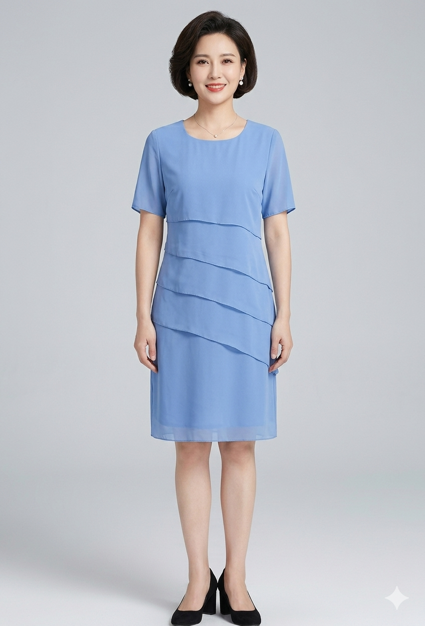 Rosaline layered chiffon short sleeve dress – image 11