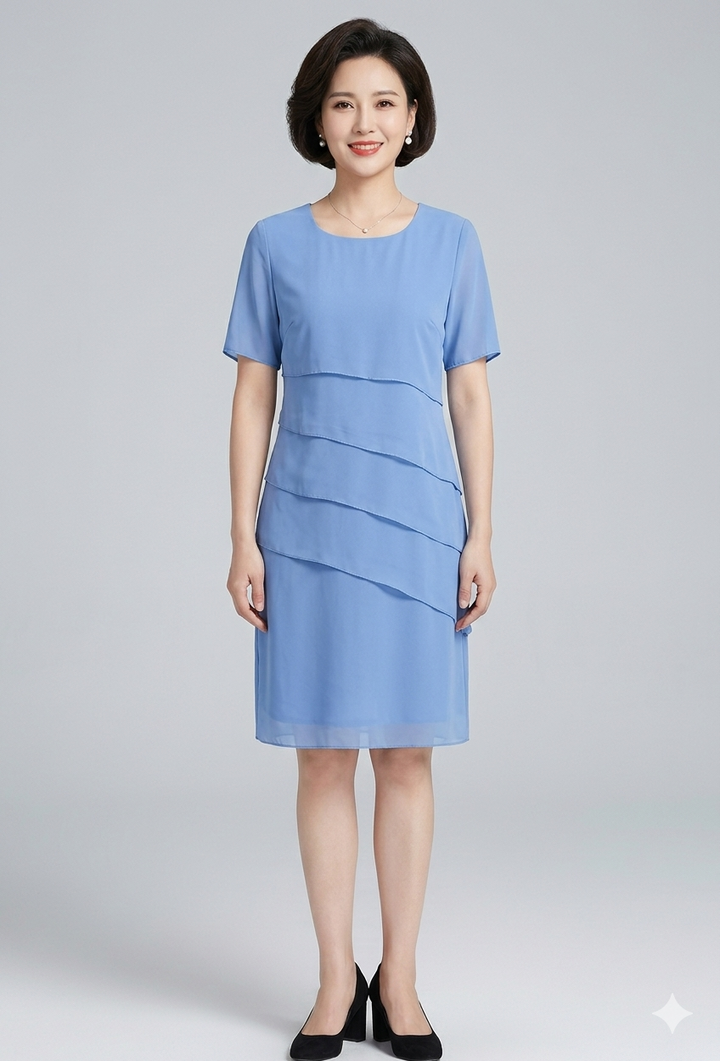 Rosaline layered chiffon short sleeve dress – image 11