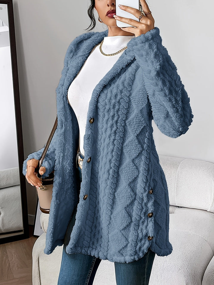 Tegwen plush hooded longline button cardigan – image 3