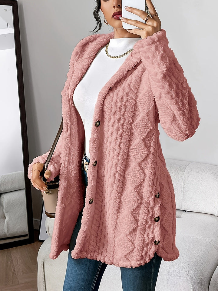 Tegwen plush hooded longline button cardigan – image 8