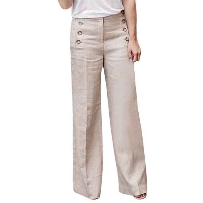 Amara wide leg trousers with decorative buttons – image 3