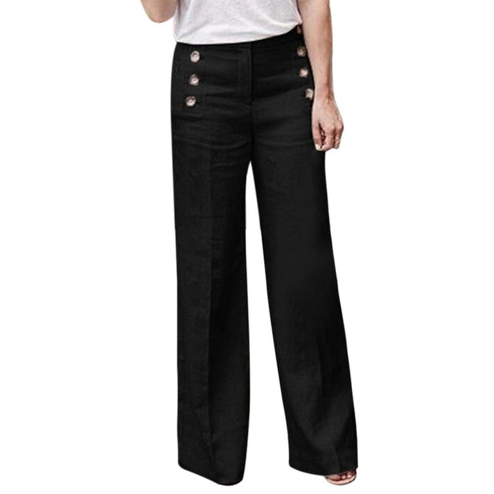 Amara wide leg trousers with decorative buttons – image 4