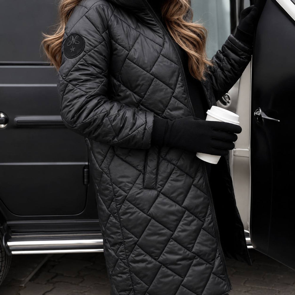 Mhairi diamond quilted hooded long coat – image 2