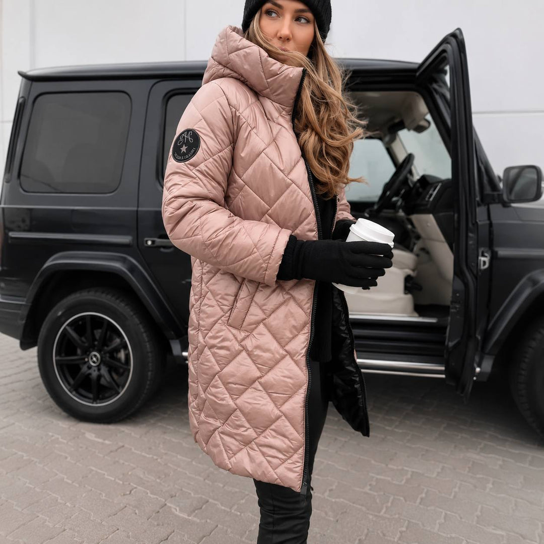 Mhairi diamond quilted hooded long coat – image 3