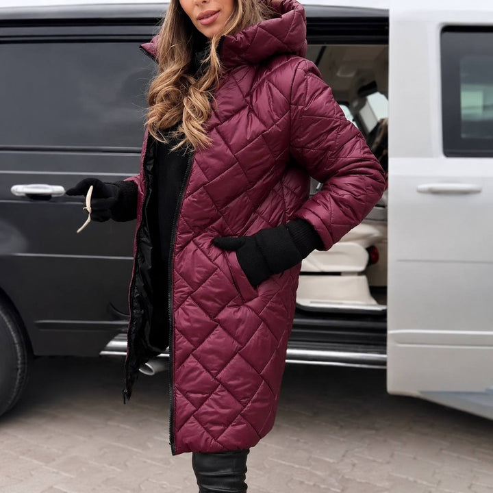 Mhairi diamond quilted hooded long coat – image 4