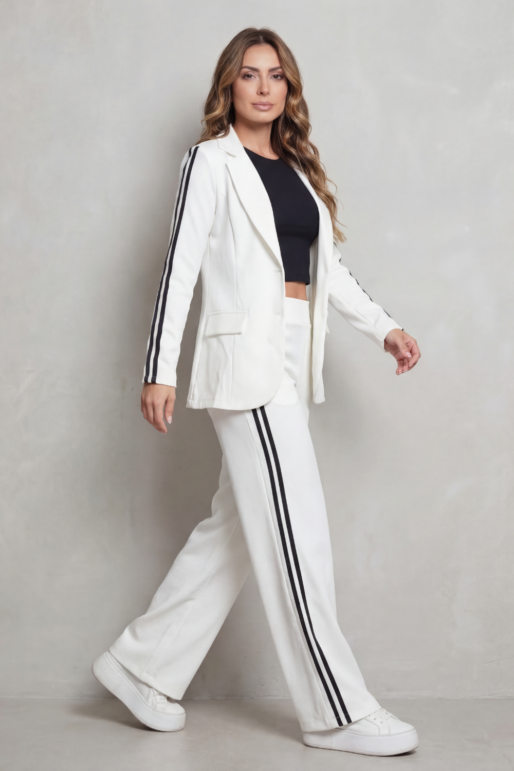 Saskia striped blazer and wide leg trousers set – image 3