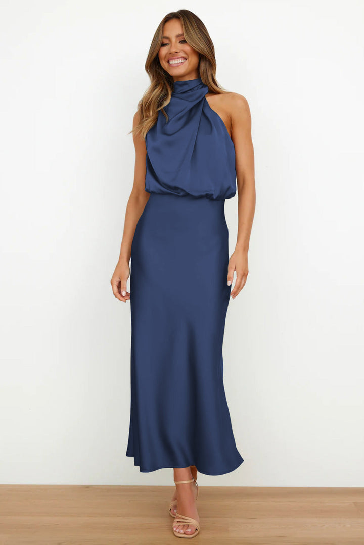 Natalia long satin dress with cut out – image 6