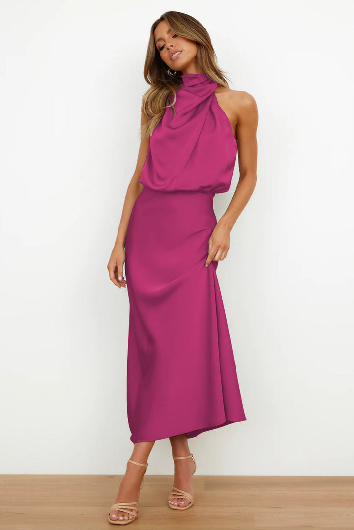 Natalia long satin dress with cut out – image 9