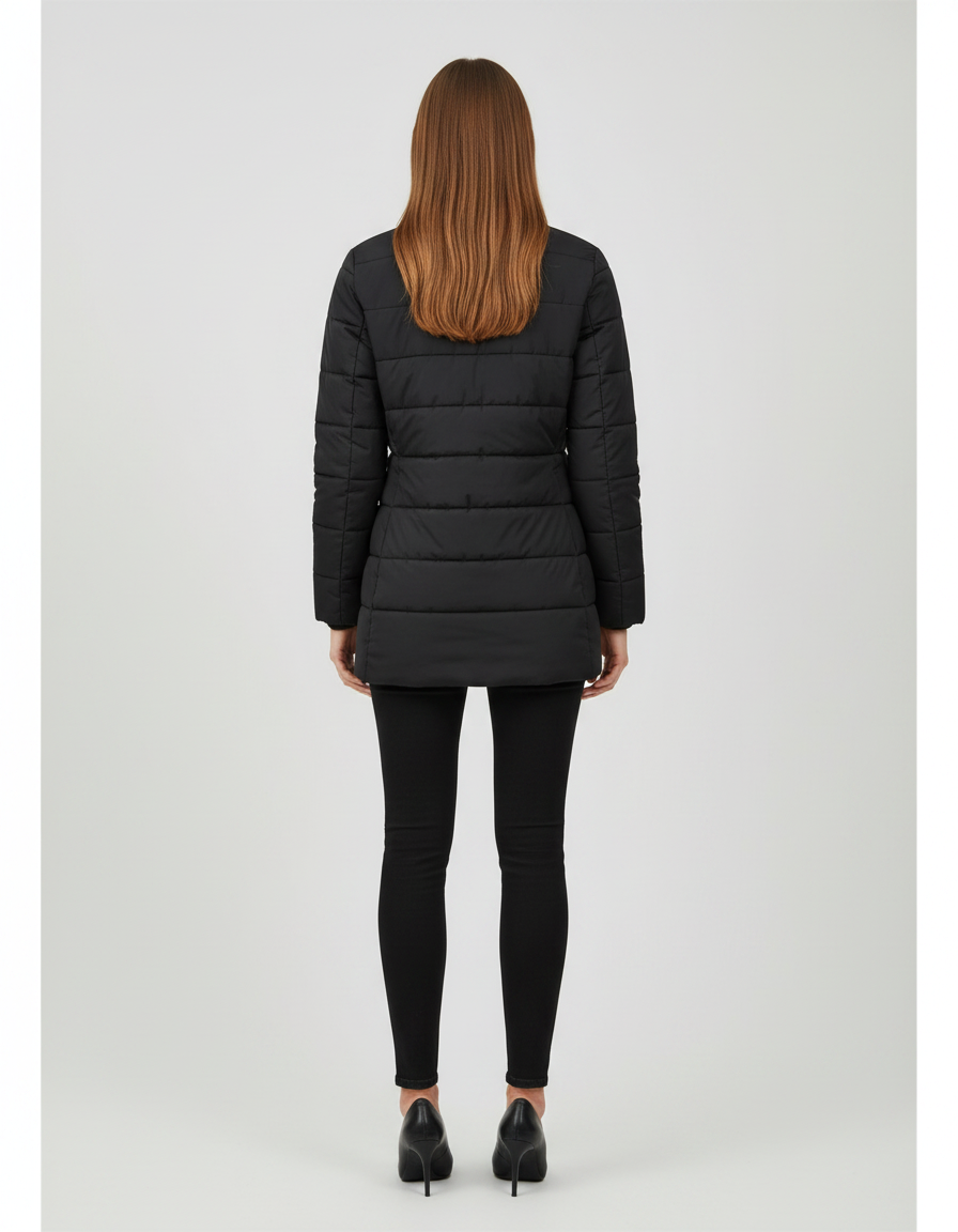 Lavender lightweight longline padded coat with hood – image 2