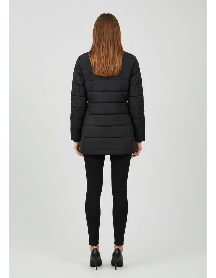Lavender lightweight longline padded coat with hood – image 2